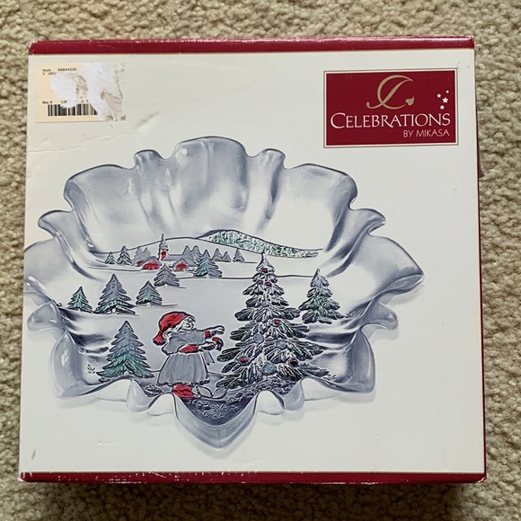 Mikasa “Celebrations” Christmas Serving Plate New In Box Holiday- Frosted Glass - Picture 4 of 11